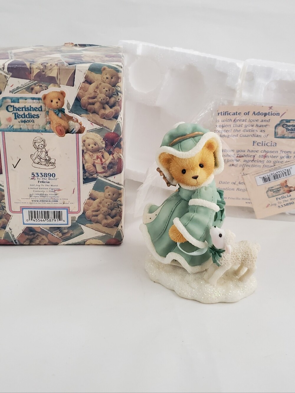 New Cherished Teddies FELICIA Joy to the World birthday Winter Christmas girl co